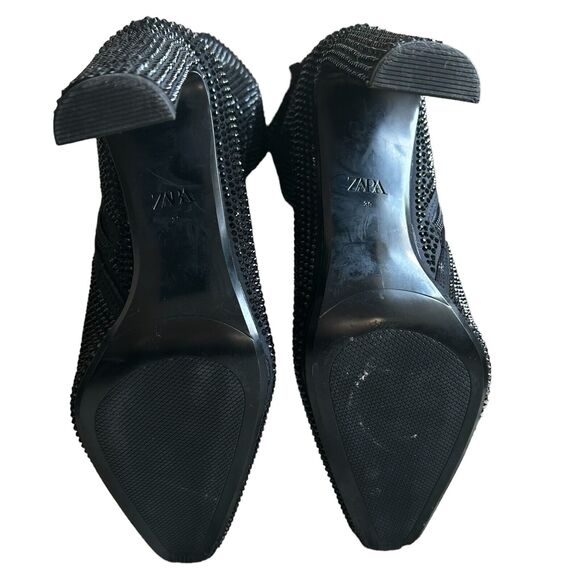NWT ZARA Women’s Black Rhinestone Heeled Ankle Boots Size 8.5 US 38-39 EU - Picture 13 of 16